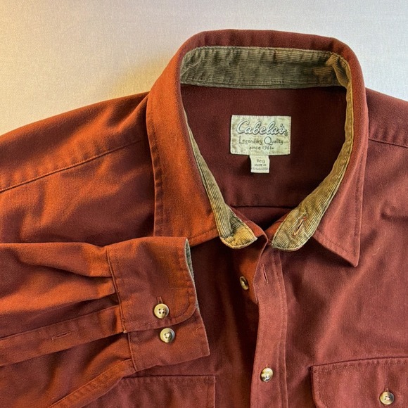 Cabela's Other - Cabela's Thick Button Up Shirt Mens XL Regular Red Solid Long Sleeve Pockets